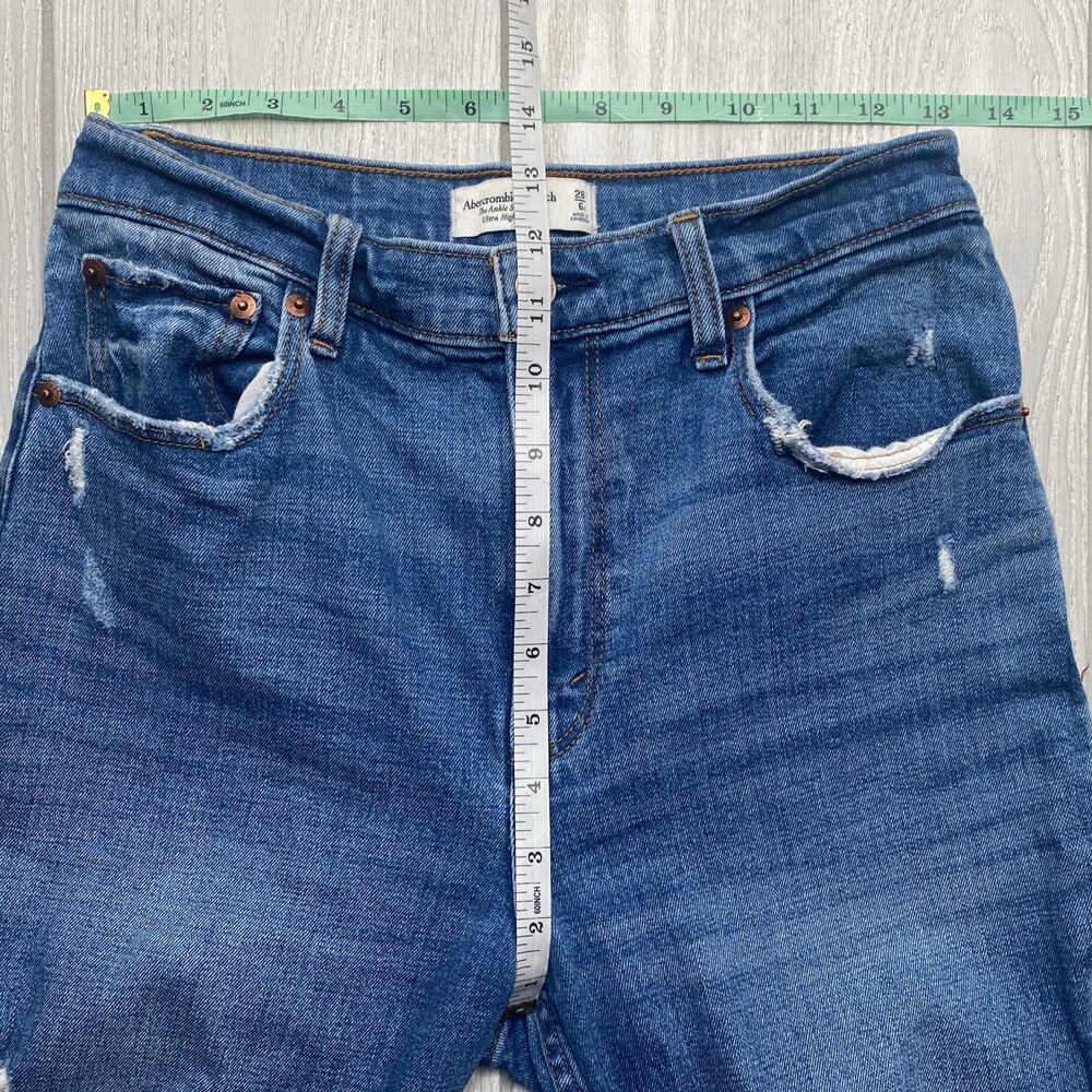 Abercrombie & Fitch Womens Blue The Ankle Straight Ultra High Rise Jeans Size 28 - Picture 4 of 12